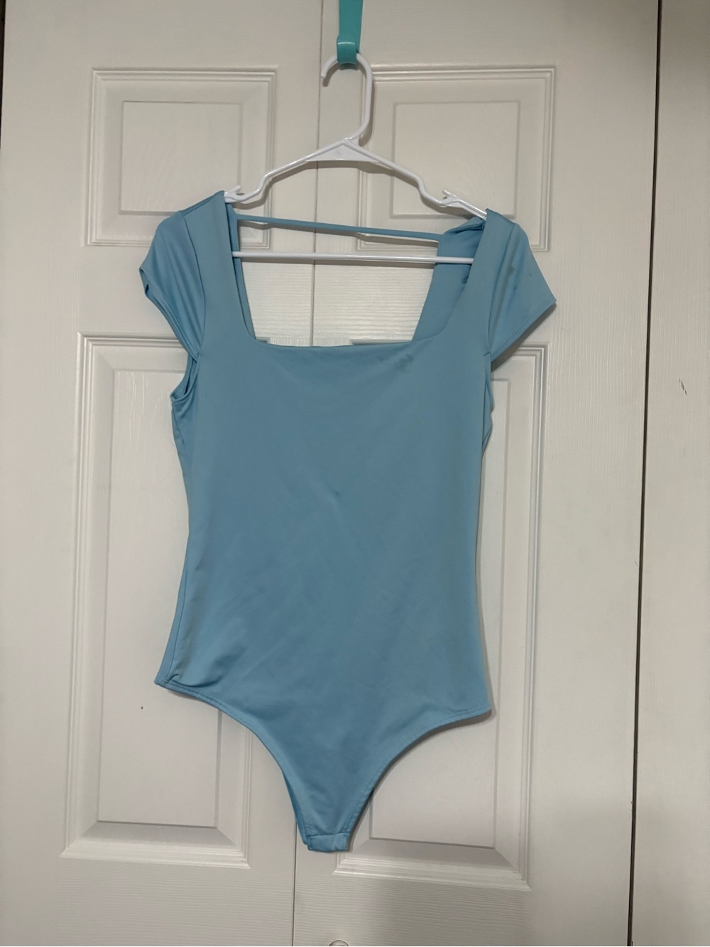 Light Blue Square Neck Bodysuit